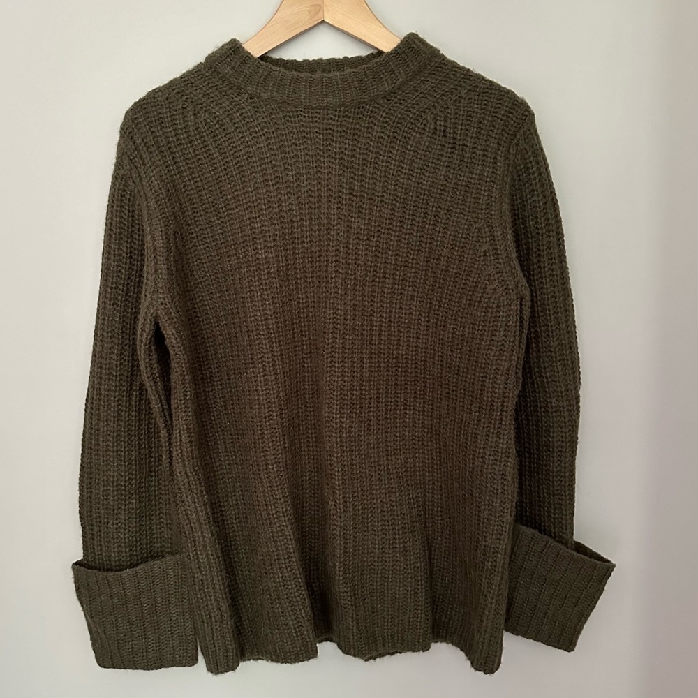 Olive Green Vince Wool and Alpaca Sweater, Size S
